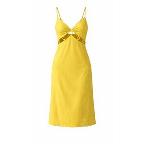 MEDIUM Yellow Cutout Midi Dress